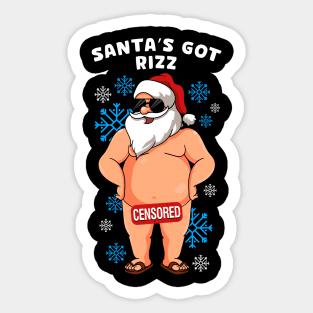 Inappropriate Naughty Santa Rizz Men Women Ugly Christmas Sticker